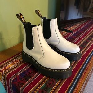 Dr. Martens White Ankle Boots with Chunky Platform